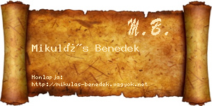 Mikulás Benedek névjegykártya